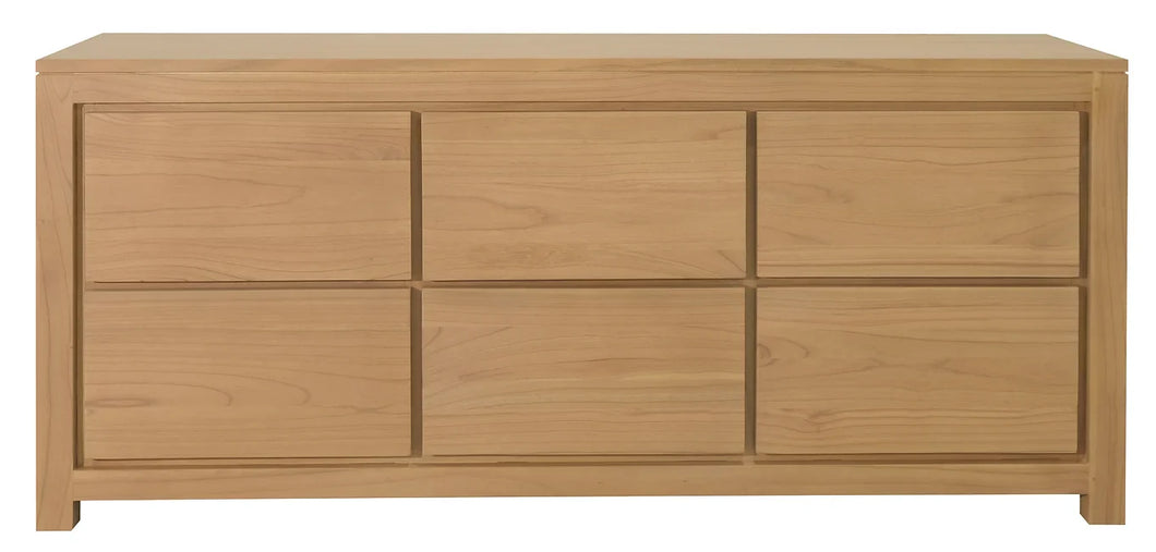 RADISSON Amsterdam Solid Teak Wood Timber 6 Chest of Drawer Dresser