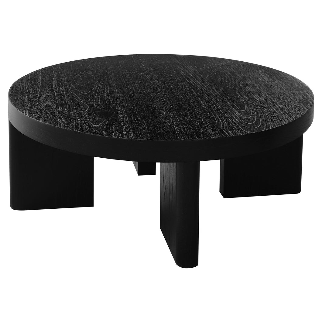 Apollo Mindi Wood Round Coffee Table, 90cm, Black