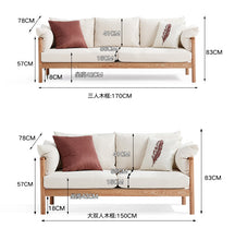 Load image into Gallery viewer, GRACE Nordic Japanese Design Sofa Solid Wood ( Choice of 6 Size, 8 Fabric Color )